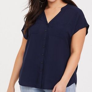 NAVY DOLMAN CHALLIS BLOUSE